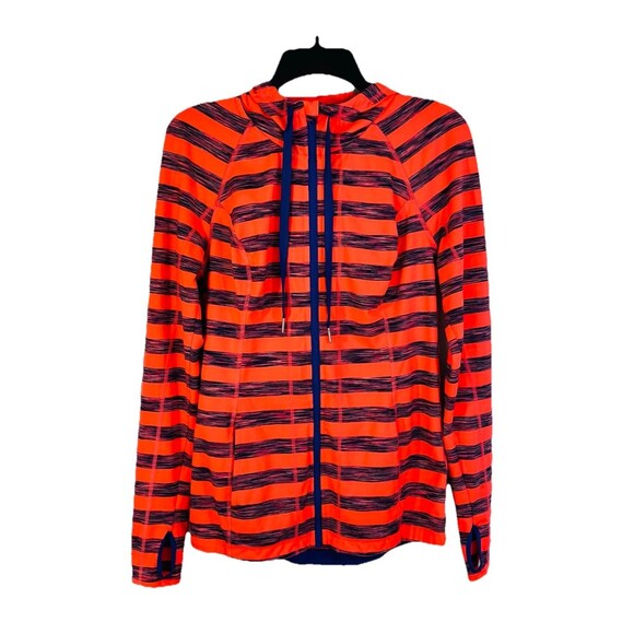 lukka Jackets & Blazers - Lukka Women's Striped Zip Up Hoodie Size Medium Athletic Slim Fit Orange &Purple